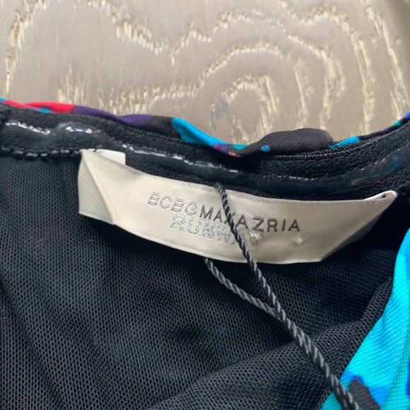 BCBGMaxAzria Runway blue and black mesh panel mini dress - Picture 4 of 8